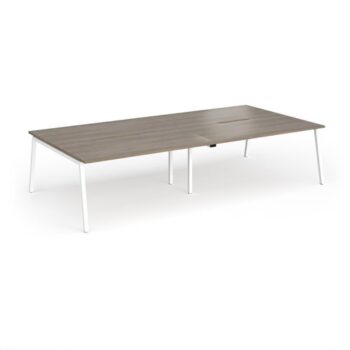 Connex Angled 3200 x 1600 x 725mm Back to Back Desk ( 4 x 1600mm ) - White Frame / Nebraska Oak Top - ACO3216-WH-NO