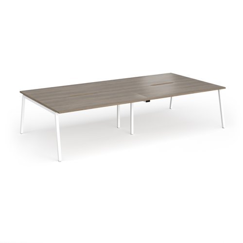 Connex Angled 3200 x 1600 x 725mm Back to Back Desk ( 4 x 1600mm ) - White Frame / Nebraska Oak Top - ACO3216-WH-NO