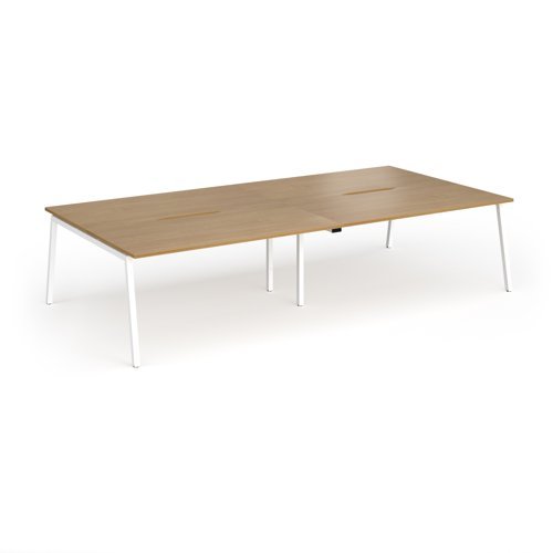 Connex Angled 3200 x 1600 x 725mm Back to Back Desk ( 4 x 1600mm ) - White Frame / Oak Top - ACO3216-WH-O