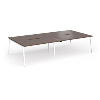 Connex Angled 3200 x 1600 x 725mm Back to Back Desk ( 4 x 1600mm ) - White Frame / Walnut Top - ACO3216-WH-W