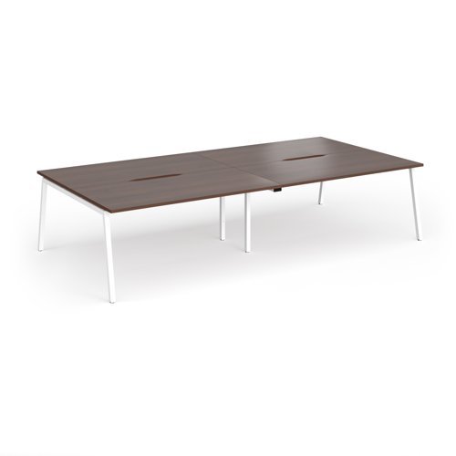 Connex Angled 3200 x 1600 x 725mm Back to Back Desk ( 4 x 1600mm ) - White Frame / Walnut Top - ACO3216-WH-W