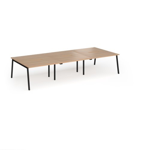 Connex Angled 3600 x 1600 x 725mm Back to Back Desk ( 6 x 1200mm ) - Black Frame / Beech Top - ACO3616-K-B