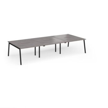 Connex Angled 3600 x 1600 x 725mm Back to Back Desk ( 6 x 1200mm ) - Black Frame / Grey Oak Top - ACO3616-K-GO