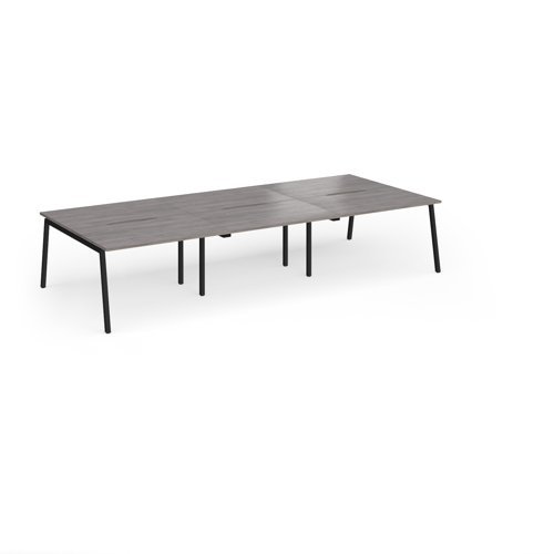 Connex Angled 3600 x 1600 x 725mm Back to Back Desk ( 6 x 1200mm ) - Black Frame / Grey Oak Top - ACO3616-K-GO