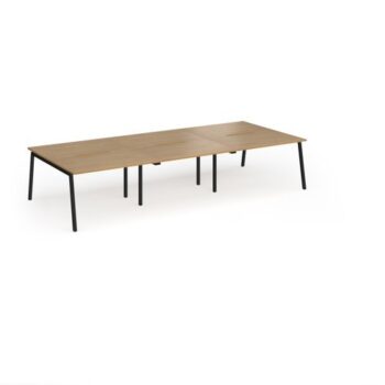 Connex Angled 3600 x 1600 x 725mm Back to Back Desk ( 6 x 1200mm ) - Black Frame / Oak Top - ACO3616-K-O