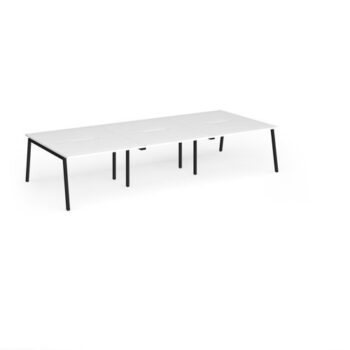 Connex Angled 3600 x 1600 x 725mm Back to Back Desk ( 6 x 1200mm ) - Black Frame / White Top - ACO3616-K-WH