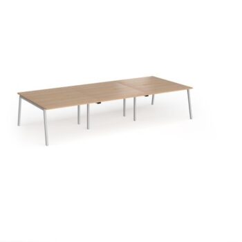 Connex Angled 3600 x 1600 x 725mm Back to Back Desk ( 6 x 1200mm ) - Silver Frame / Beech Top - ACO3616-S-B