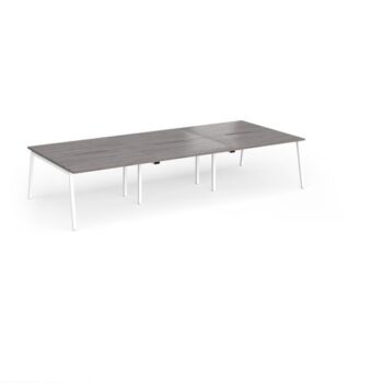 Connex Angled 3600 x 1600 x 725mm Back to Back Desk ( 6 x 1200mm ) - White Frame / Grey Oak Top - ACO3616-WH-GO