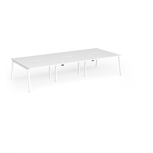 Connex Angled 3600 x 1600 x 725mm Back to Back Desk ( 6 x 1200mm ) - White Frame / White Top - ACO3616-WH-WH