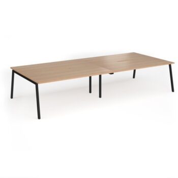 Connex Angled 3600 x 1600 x 725mm Back to Back Desk ( 4 x 1800mm ) - Black Frame / Beech Top - ACO36L16-K-B