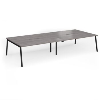 Connex Angled 3600 x 1600 x 725mm Back to Back Desk ( 4 x 1800mm ) - Black Frame / Grey Oak Top - ACO36L16-K-GO
