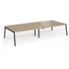 Connex Angled 3600 x 1600 x 725mm Back to Back Desk ( 4 x 1800mm ) - Black Frame / Kendal Oak Top - ACO36L16-K-KO