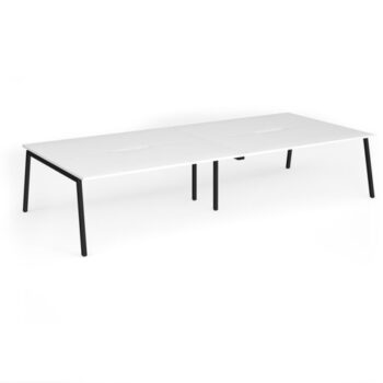 Connex Angled 3600 x 1600 x 725mm Back to Back Desk ( 4 x 1800mm ) - Black Frame / White Top - ACO36L16-K-WH