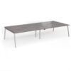 Connex Angled 3600 x 1600 x 725mm Back to Back Desk ( 4 x 1800mm ) - Silver Frame / Grey Oak Top - ACO36L16-S-GO