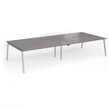 Connex Angled 3600 x 1600 x 725mm Back to Back Desk ( 4 x 1800mm ) - Silver Frame / Grey Oak Top - ACO36L16-S-GO