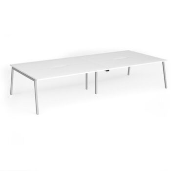 Connex Angled 3600 x 1600 x 725mm Back to Back Desk ( 4 x 1800mm ) - Silver Frame / White Top - ACO36L16-S-WH