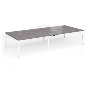 Connex Angled 3600 x 1600 x 725mm Back to Back Desk ( 4 x 1800mm ) - White Frame / Grey Oak Top - ACO36L16-WH-GO