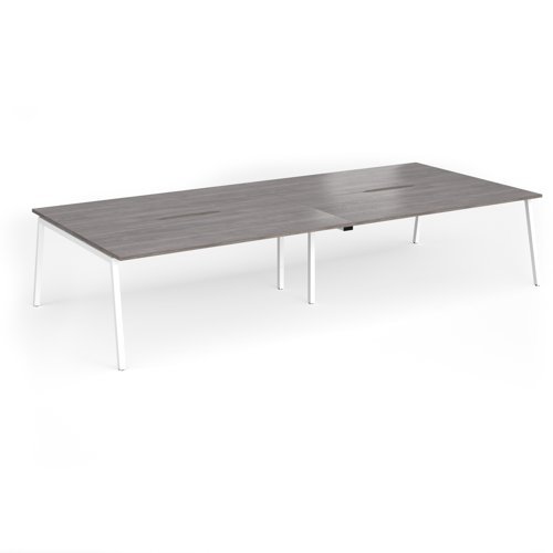 Connex Angled 3600 x 1600 x 725mm Back to Back Desk ( 4 x 1800mm ) - White Frame / Grey Oak Top - ACO36L16-WH-GO