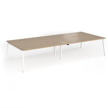 Connex Angled 3600 x 1600 x 725mm Back to Back Desk ( 4 x 1800mm ) - White Frame / Kendal Oak Top - ACO36L16-WH-KO