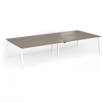 Connex Angled 3600 x 1600 x 725mm Back to Back Desk ( 4 x 1800mm ) - White Frame / Nebraska Oak Top - ACO36L16-WH-NO