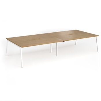 Connex Angled 3600 x 1600 x 725mm Back to Back Desk ( 4 x 1800mm ) - White Frame / Oak Top - ACO36L16-WH-O