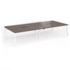Connex Angled 3600 x 1600 x 725mm Back to Back Desk ( 4 x 1800mm ) - White Frame / Walnut Top - ACO36L16-WH-W