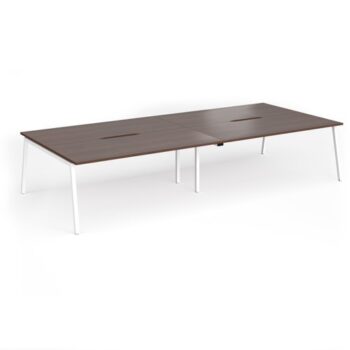 Connex Angled 3600 x 1600 x 725mm Back to Back Desk ( 4 x 1800mm ) - White Frame / Walnut Top - ACO36L16-WH-W