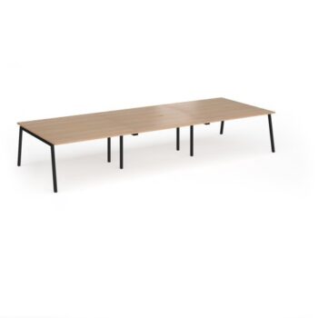 Connex Angled 4200 x 1600 x 725mm Back to Back Desk ( 6 x 1400mm ) - Black Frame / Beech Top - ACO4216-K-B