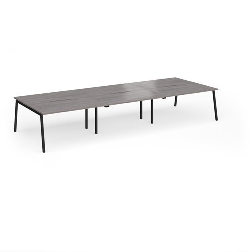 Connex Angled 4200 x 1600 x 725mm Back to Back Desk ( 6 x 1400mm ) - Black Frame / Grey Oak Top - ACO4216-K-GO