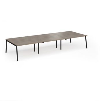 Connex Angled 4200 x 1600 x 725mm Back to Back Desk ( 6 x 1400mm ) - Black Frame / Nebraska Oak Top - ACO4216-K-NO