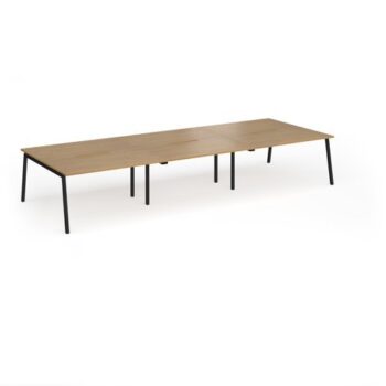 Connex Angled 4200 x 1600 x 725mm Back to Back Desk ( 6 x 1400mm ) - Black Frame / Oak Top - ACO4216-K-O