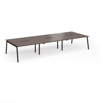 Connex Angled 4200 x 1600 x 725mm Back to Back Desk ( 6 x 1400mm ) - Black Frame / Walnut Top - ACO4216-K-W