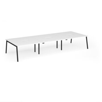 Connex Angled 4200 x 1600 x 725mm Back to Back Desk ( 6 x 1400mm ) - Black Frame / White Top - ACO4216-K-WH