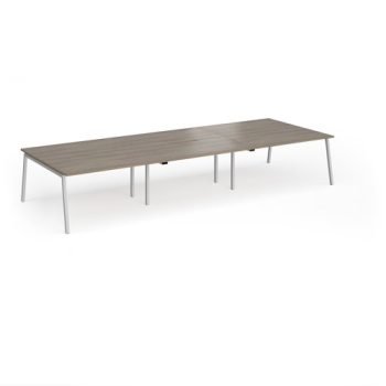Connex Angled 4200 x 1600 x 725mm Back to Back Desk ( 6 x 1400mm ) - Silver Frame / Nebraska Oak Top - ACO4216-S-NO