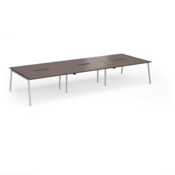 Connex Angled 4200 x 1600 x 725mm Back to Back Desk ( 6 x 1400mm ) - Silver Frame / Walnut Top - ACO4216-S-W