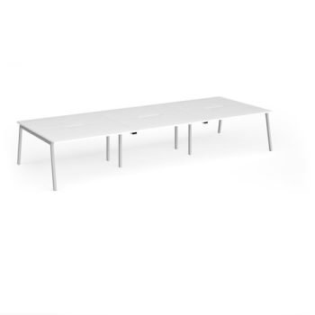 Connex Angled 4200 x 1600 x 725mm Back to Back Desk ( 6 x 1400mm ) - Silver Frame / White Top - ACO4216-S-WH