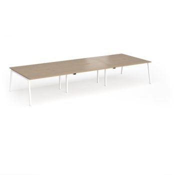 Connex Angled 4200 x 1600 x 725mm Back to Back Desk ( 6 x 1400mm ) - White Frame / Kendal Oak Top - ACO4216-WH-KO