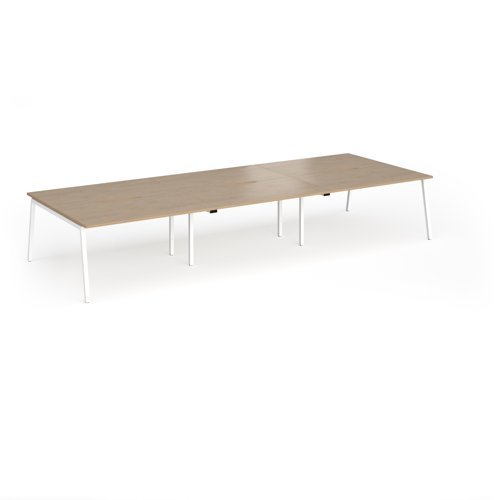 Connex Angled 4200 x 1600 x 725mm Back to Back Desk ( 6 x 1400mm ) - White Frame / Kendal Oak Top - ACO4216-WH-KO