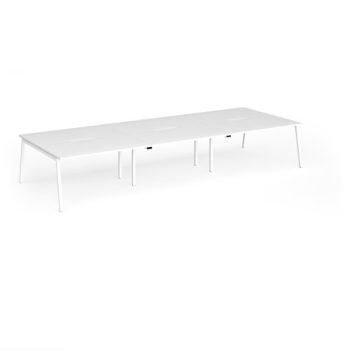 Connex Angled 4200 x 1600 x 725mm Back to Back Desk ( 6 x 1400mm ) - White Frame / White Top - ACO4216-WH-WH