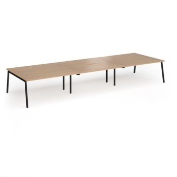 Connex Angled 4800 x 1600 x 725mm Back to Back Desk ( 6 x 1600mm ) - Black Frame / Beech Top - ACO4816-K-B