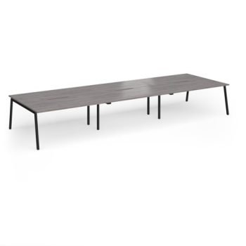 Connex Angled 4800 x 1600 x 725mm Back to Back Desk ( 6 x 1600mm ) - Black Frame / Grey Oak Top - ACO4816-K-GO