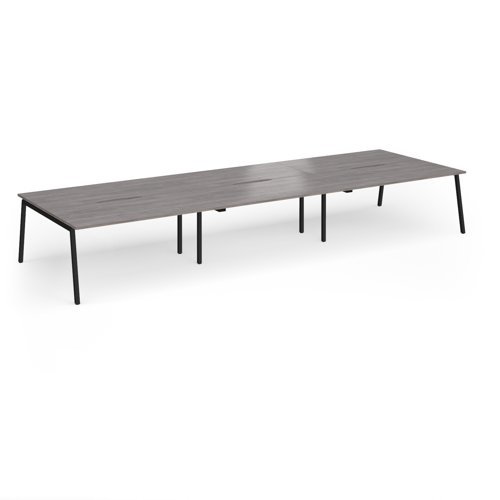 Connex Angled 4800 x 1600 x 725mm Back to Back Desk ( 6 x 1600mm ) - Black Frame / Grey Oak Top - ACO4816-K-GO
