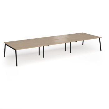 Connex Angled 4800 x 1600 x 725mm Back to Back Desk ( 6 x 1600mm ) - Black Frame / Kendal Oak Top - ACO4816-K-KO