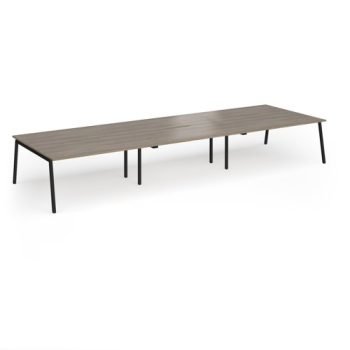 Connex Angled 4800 x 1600 x 725mm Back to Back Desk ( 6 x 1600mm ) - Black Frame / Nebraska Oak Top - ACO4816-K-NO