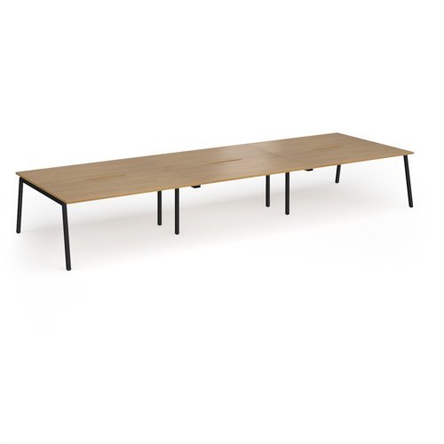Connex Angled 4800 x 1600 x 725mm Back to Back Desk ( 6 x 1600mm ) - Black Frame / Oak Top - ACO4816-K-O