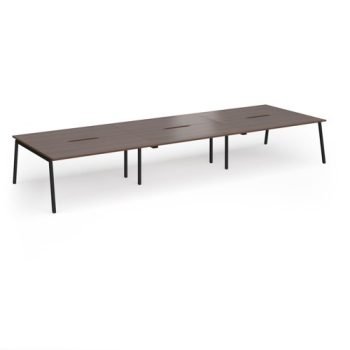 Connex Angled 4800 x 1600 x 725mm Back to Back Desk ( 6 x 1600mm ) - Black Frame / Walnut Top - ACO4816-K-W