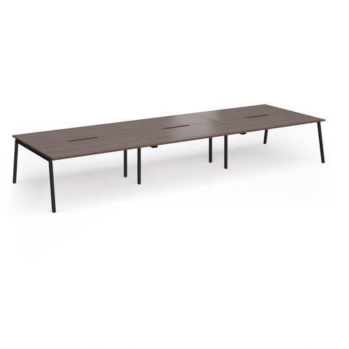 Connex Angled 4800 x 1600 x 725mm Back to Back Desk ( 6 x 1600mm ) - Black Frame / Walnut Top - ACO4816-K-W