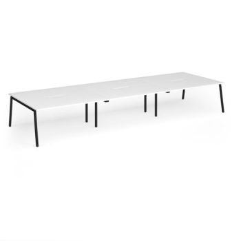Connex Angled 4800 x 1600 x 725mm Back to Back Desk ( 6 x 1600mm ) - Black Frame / White Top - ACO4816-K-WH