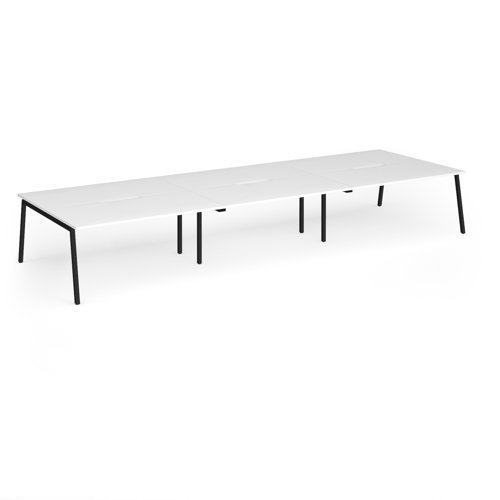 Connex Angled 4800 x 1600 x 725mm Back to Back Desk ( 6 x 1600mm ) - Black Frame / White Top - ACO4816-K-WH