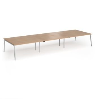 Connex Angled 4800 x 1600 x 725mm Back to Back Desk ( 6 x 1600mm ) - Silver Frame / Beech Top - ACO4816-S-B